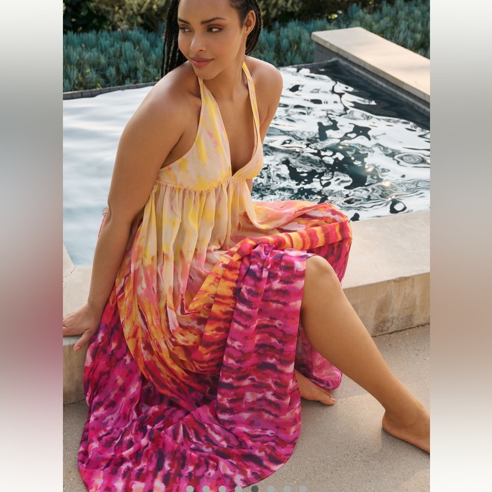 NWT Anthropologie Sleeveless Tiered Max Dress Cover Up Size XXS fits to Size M - Picture 6 of 10